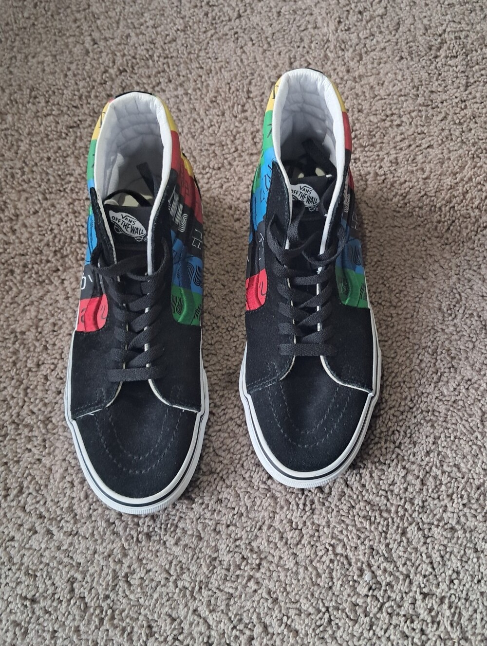 Vans Black High-Top Sneakers with Blue Green Red Yellow Panels - Picture 8 of 8